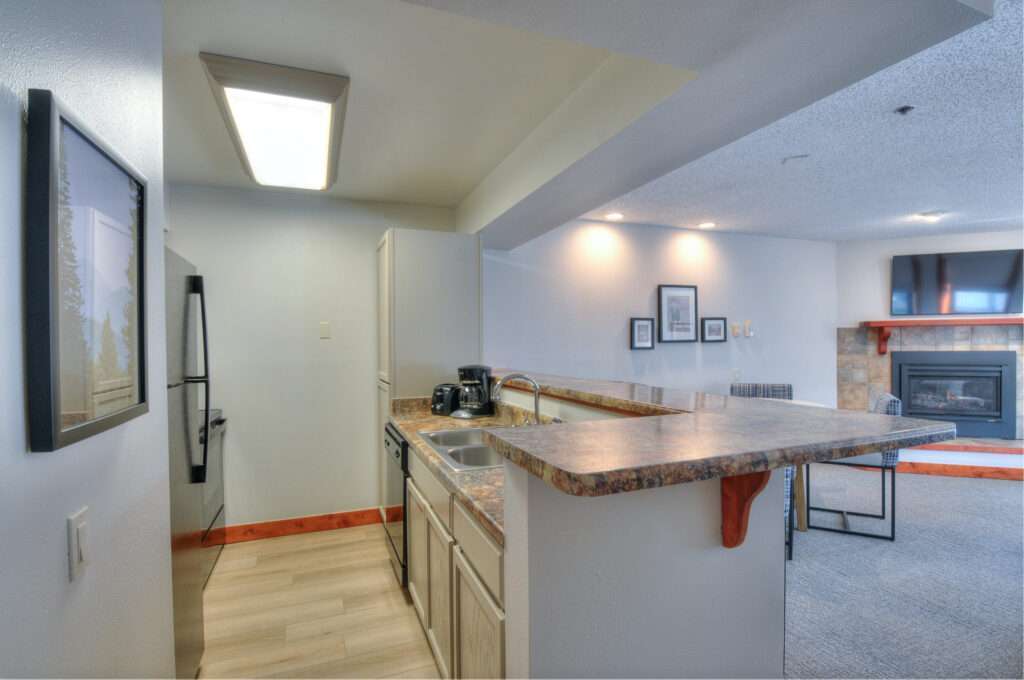 One Bedroom into kitchen dining