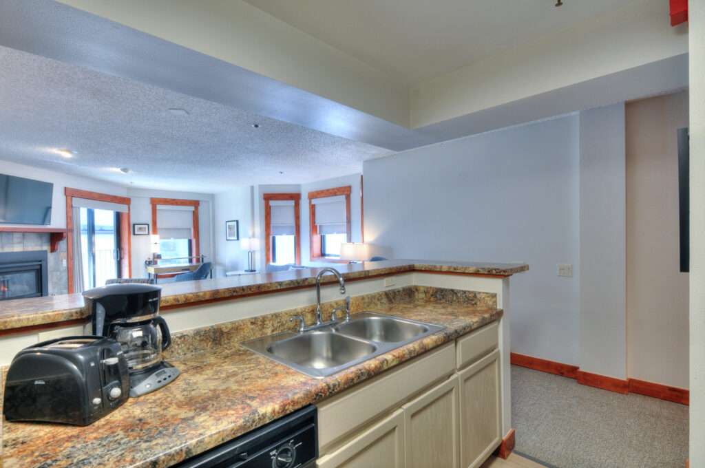 One Bedroom kitchen into living