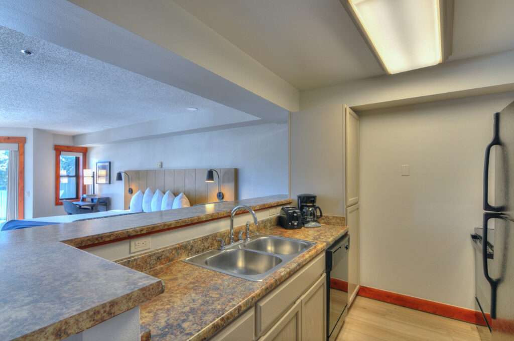 ST desk and bed from kitchen